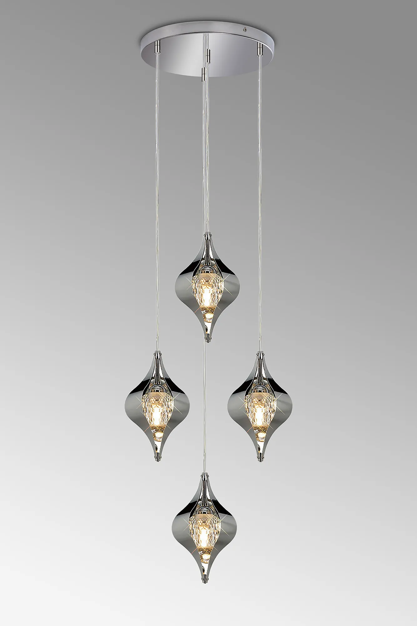 Amano Crystal Ceiling Lights Diyas Multiple Crystal Pendants